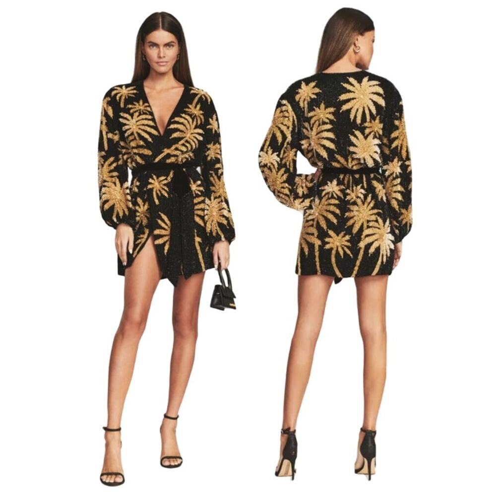 Retrofete Black and Gold Mini Dress